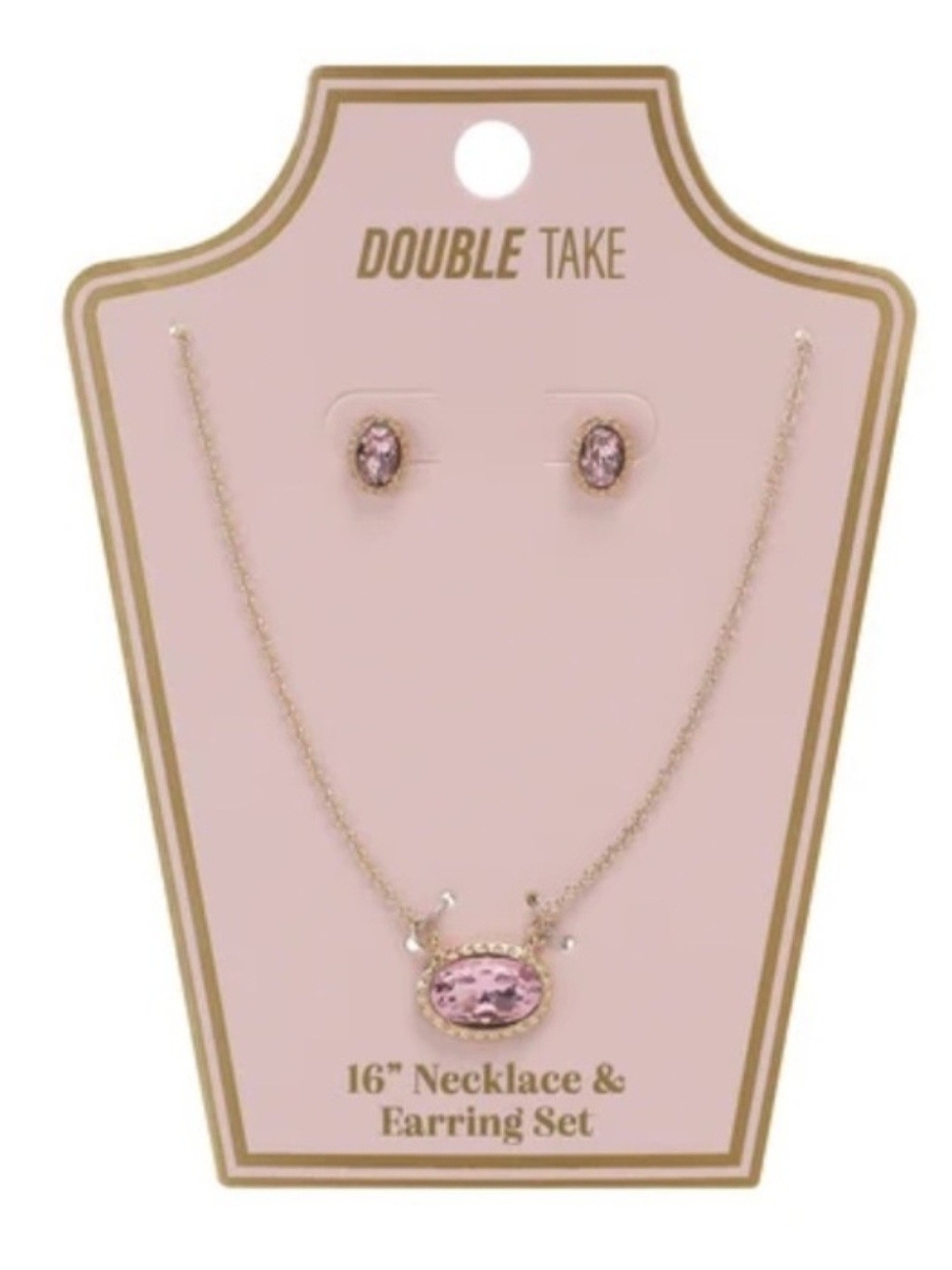 Pink Crystal Necklace and Earring Set